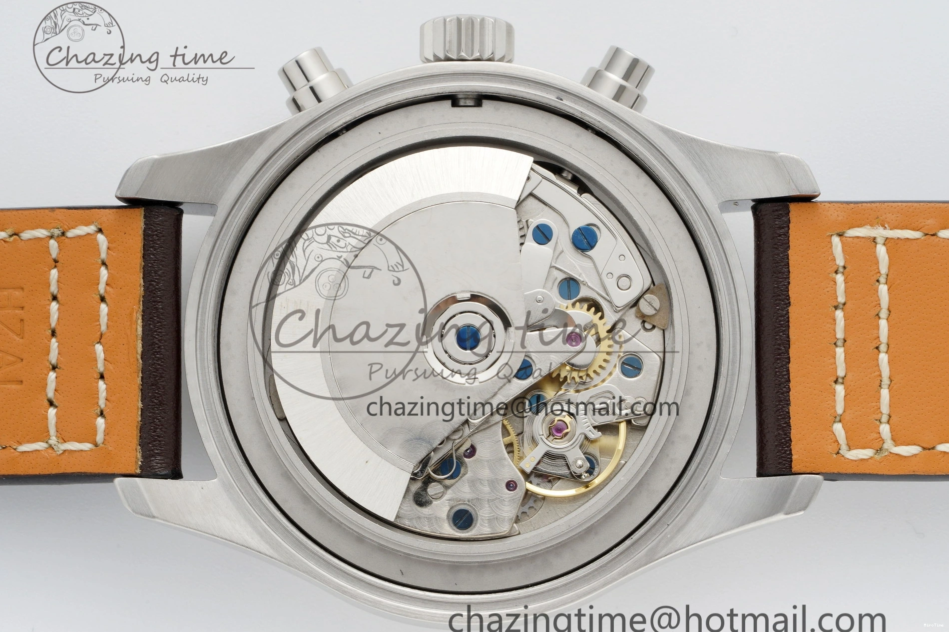 MIROTIME 0312 Bright Pilot Chrono SS AZF 1:1 Best Edition Green Dial on Brown Leather Strap A 7059